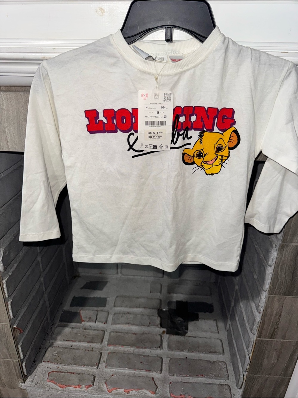 Zara Kids White 'Lion King' Graphic Tee with Simba